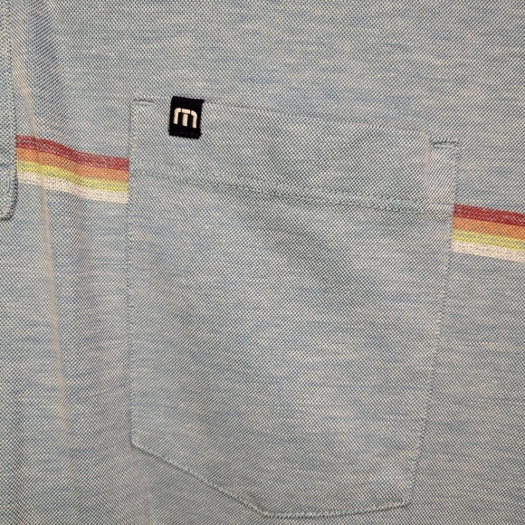 Travis Mathew Cabana Blue Knit Polo Shirt Wrinkle Resident Stretch 1MU116 XL - Picture 5 of 10